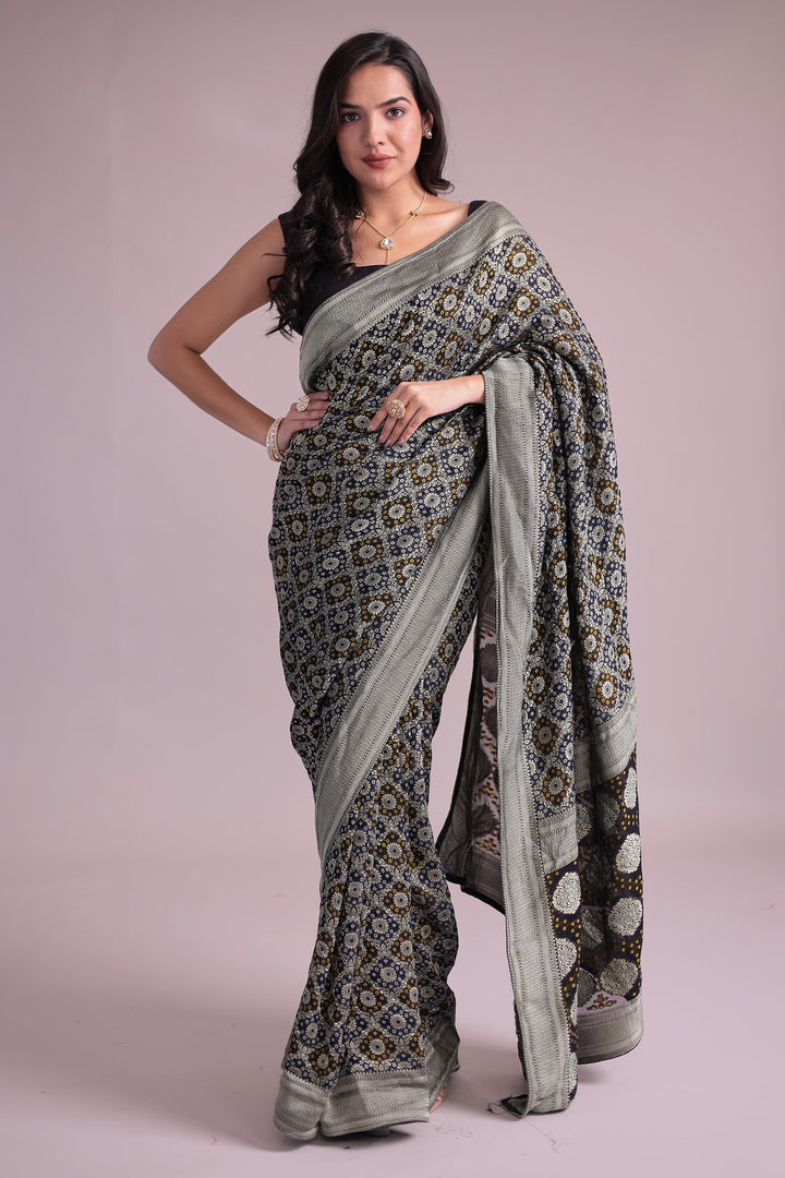 Stylish Black Handloom Saree