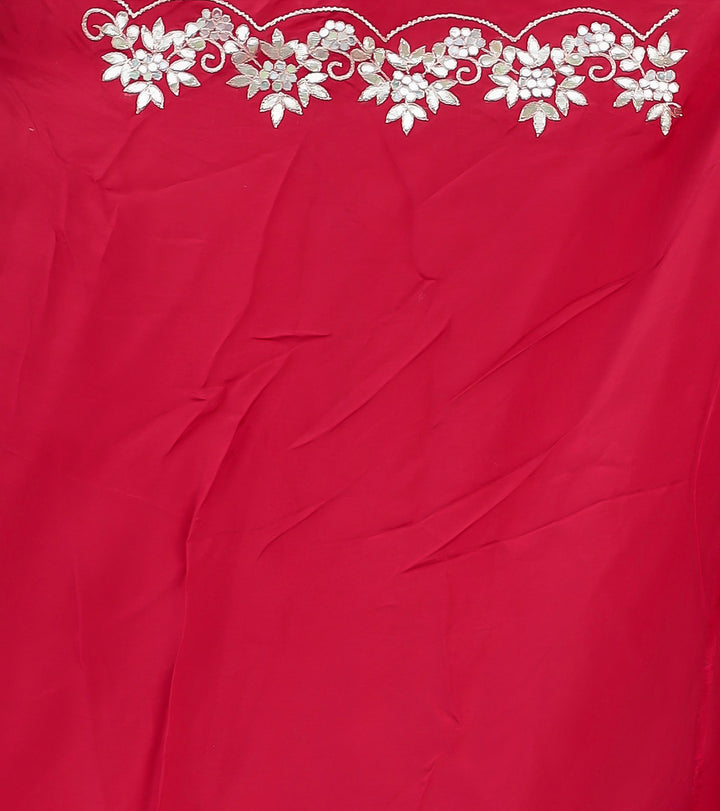 Leheriya Silk Saree with Timeless Aari and Gota Patti Embroidery