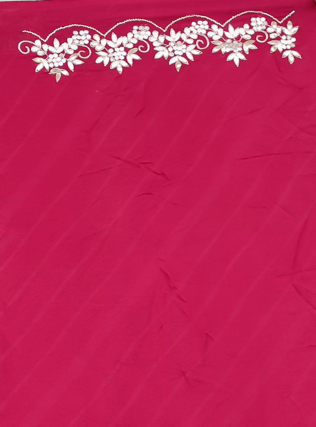 Leheriya Silk Saree with Timeless Aari and Gota Patti Embroidery