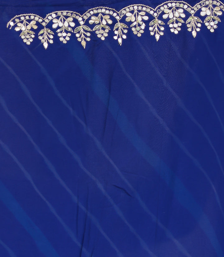 Leheriya Silk Saree with Timeless Aari and Gota Patti Embroidery