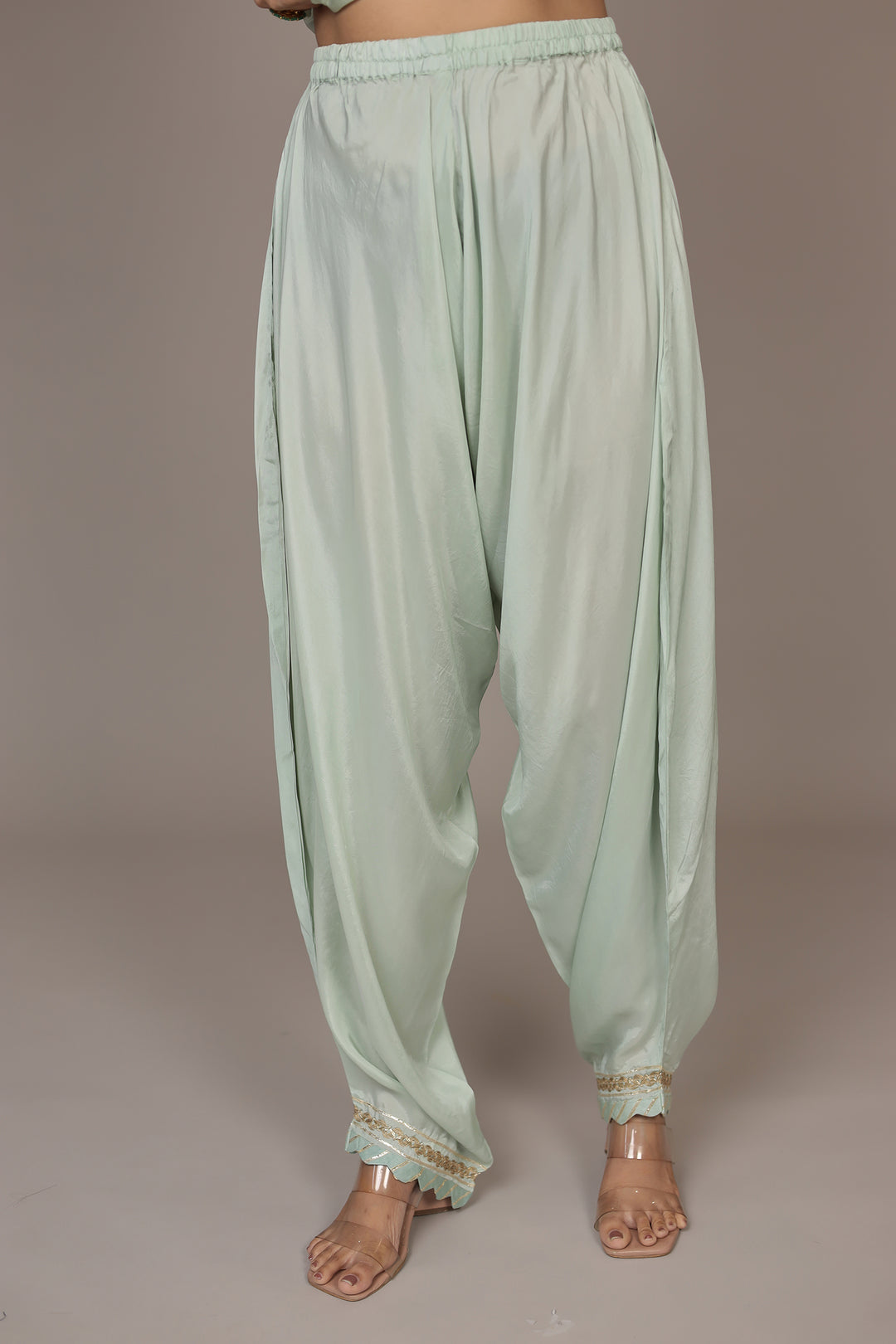 Straight Silk Suit Embroidered with Dori, Gota Patti and Thread work