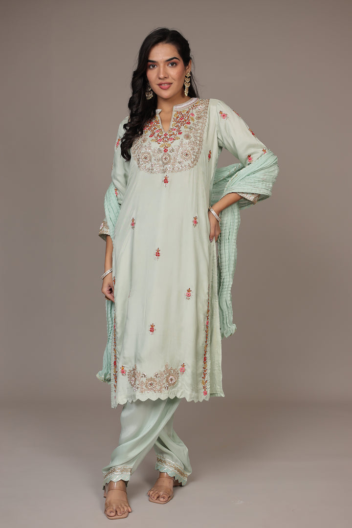 Light Green Silk Suit Online 
