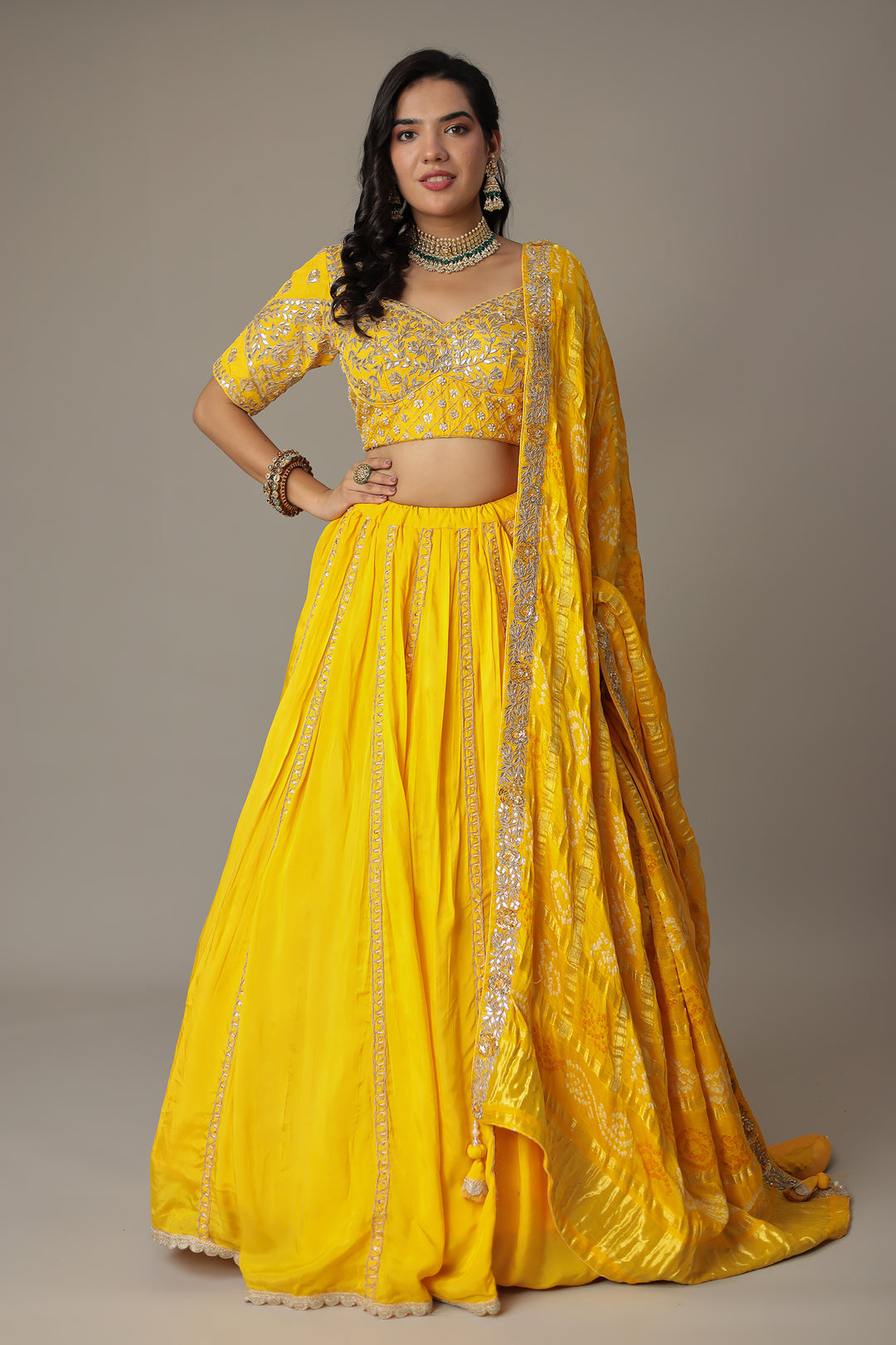 Silk Bandhej Lehenga 