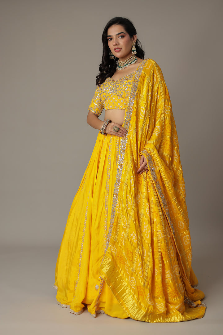 Yellow Bandhej Lehenga 