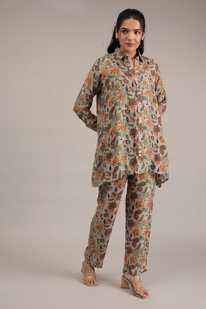 Printed Silk Blend Co Ords Set
