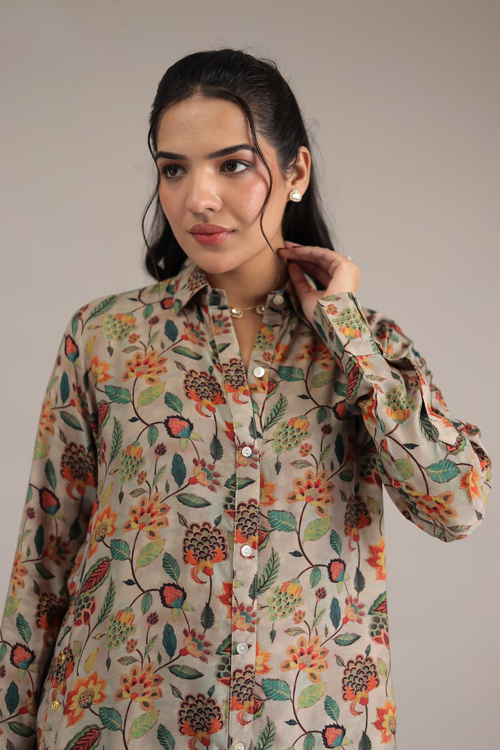 Printed Silk Blend Co Ords Set