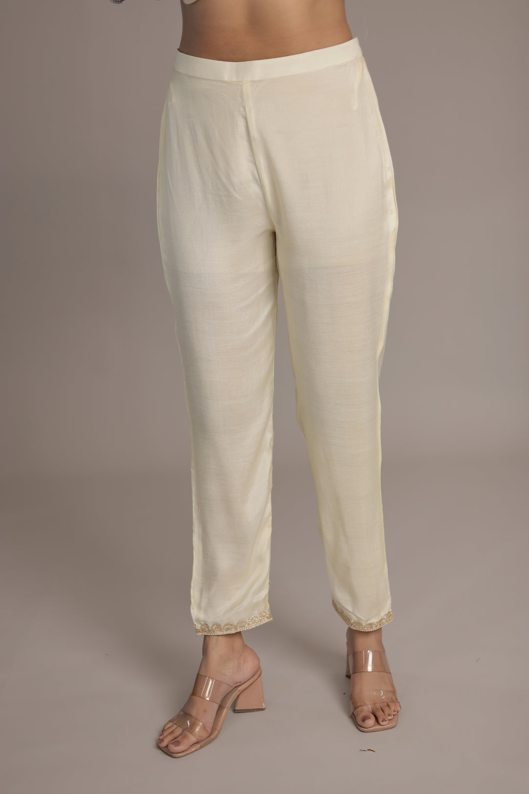 Printed Chanderi Suit Stitched with Dori and Gota Patti work