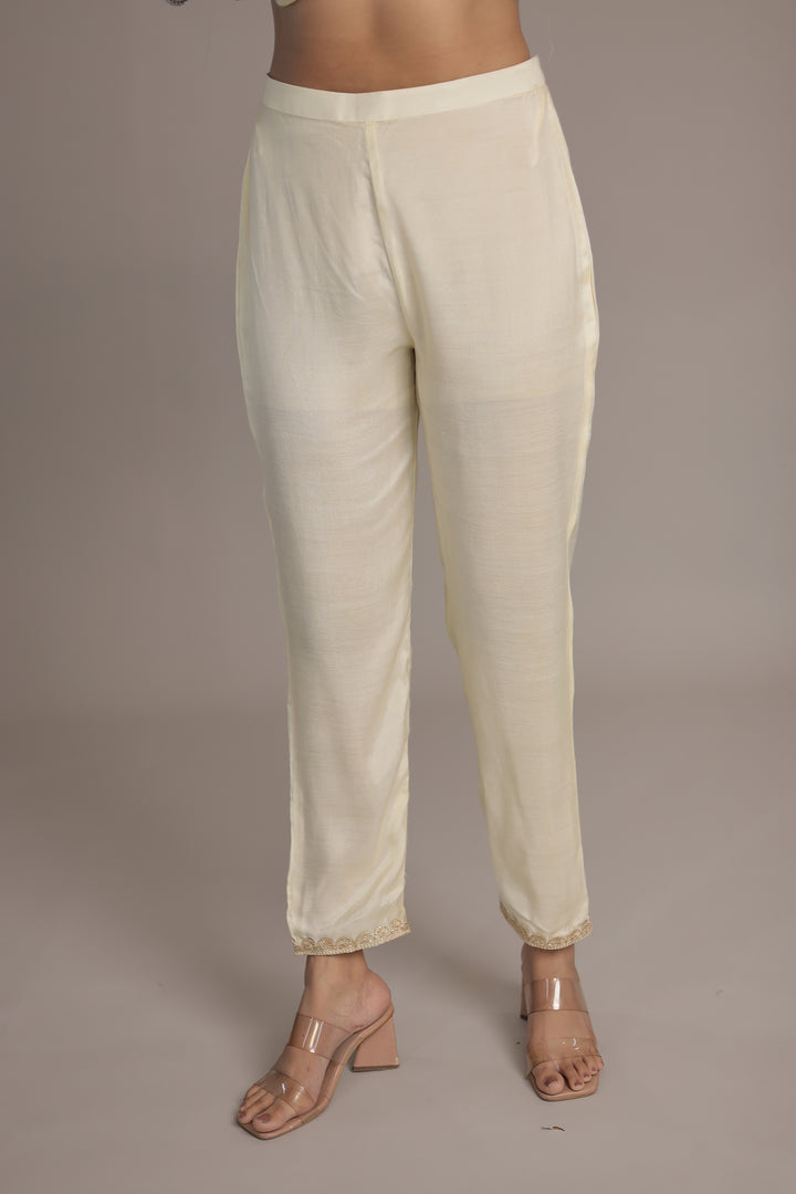 Printed Chanderi Suit Stitched with Dori and Gota Patti work