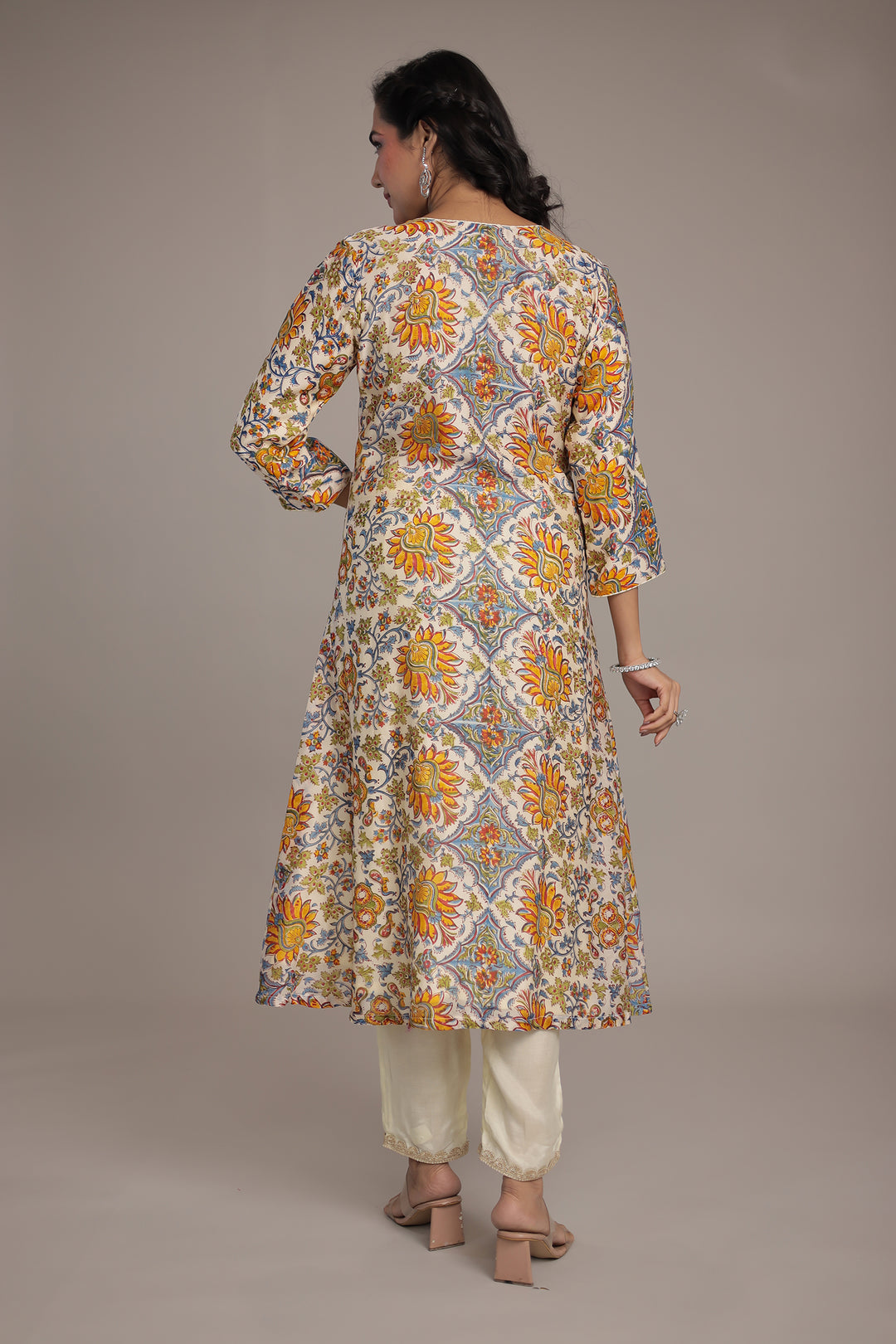 Printed Chanderi Suit Stitched with Dori and Gota Patti work