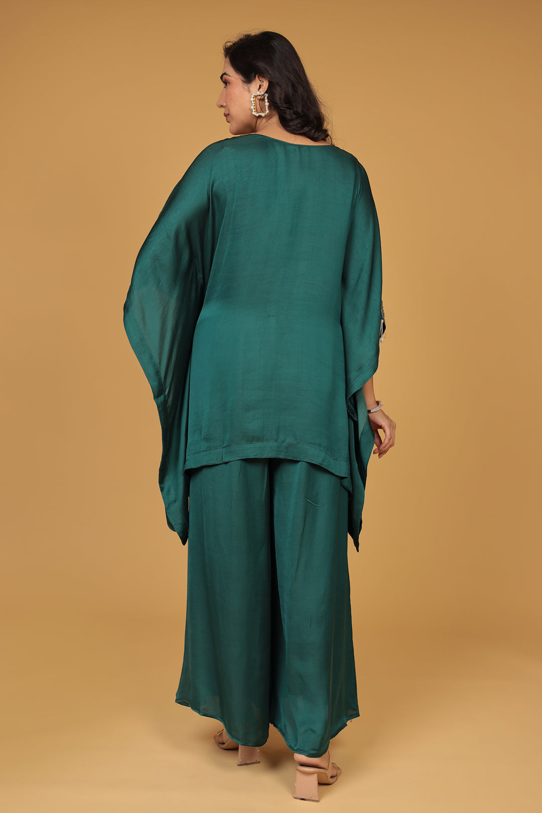 Satin Silk Kaftan Set with Gota Patti, Thread and Zardozi work