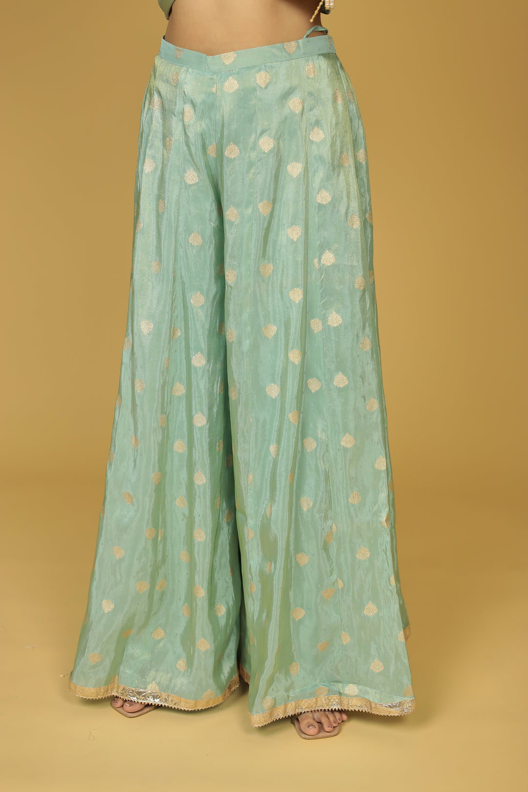 Festive Shimmer Tissue Suit with Aari, Gota Patti and Thread work