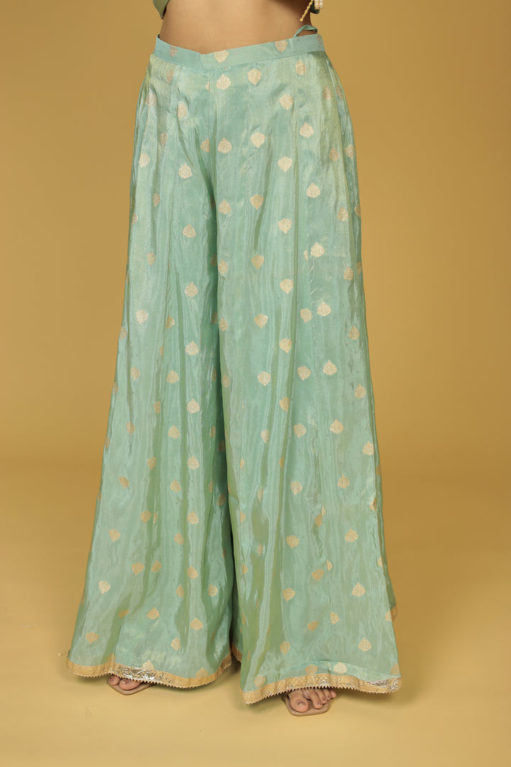 Festive Shimmer Tissue Suit with Aari, Gota Patti and Thread work