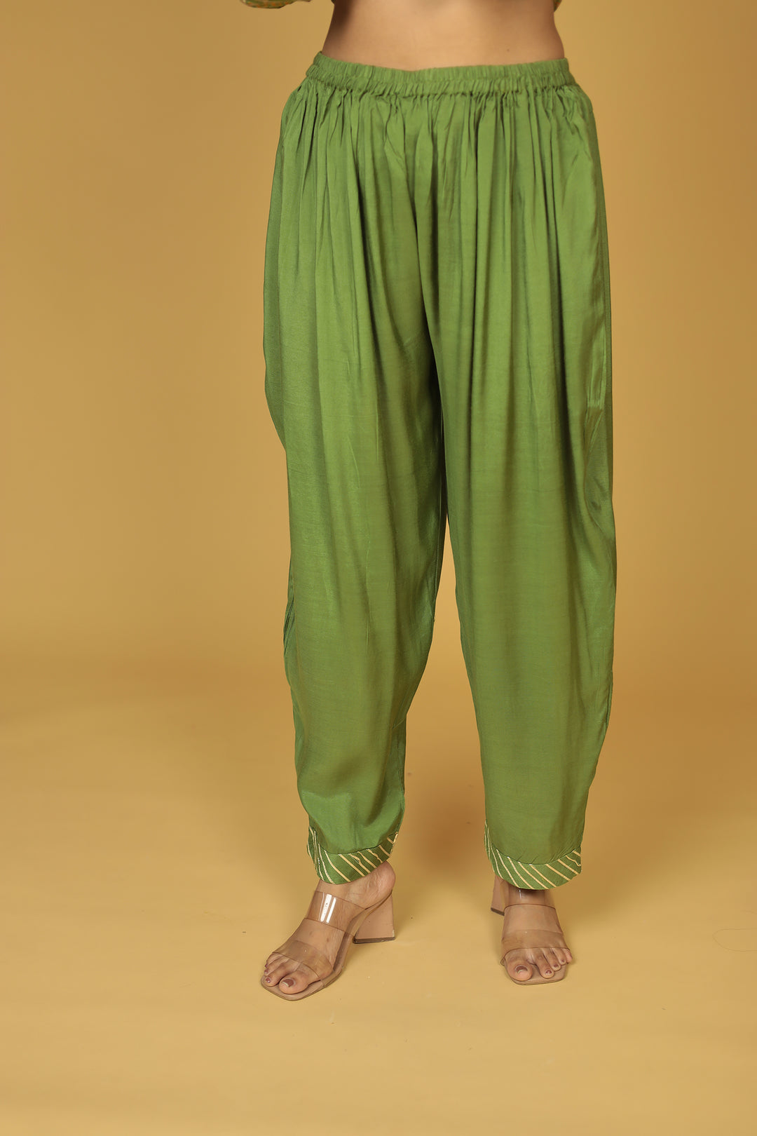 Bandhej Georgette Straight Suit with Aari and Gota Patti work