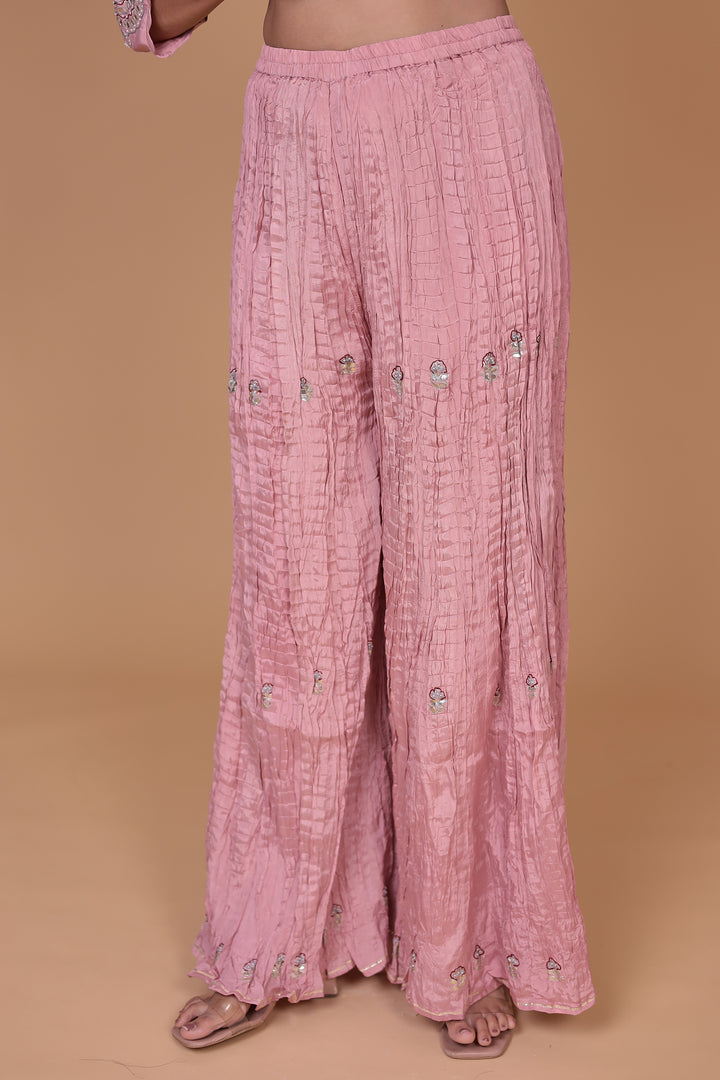 Crushed Silk Suit with Gota Patti, Pearl and Thread work