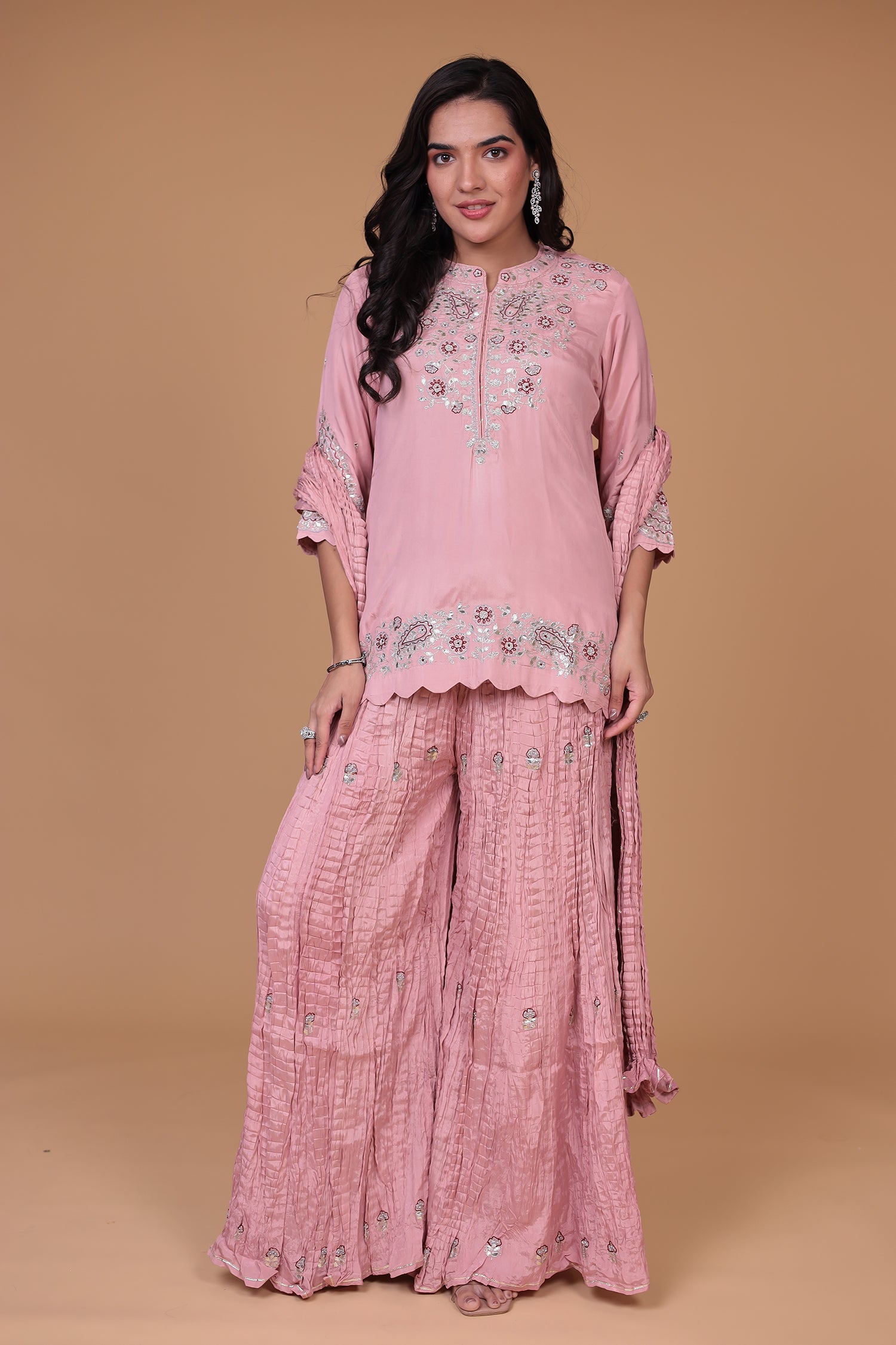 Shop Light Pink Silk Suit Set For Women | Zari Jaipur