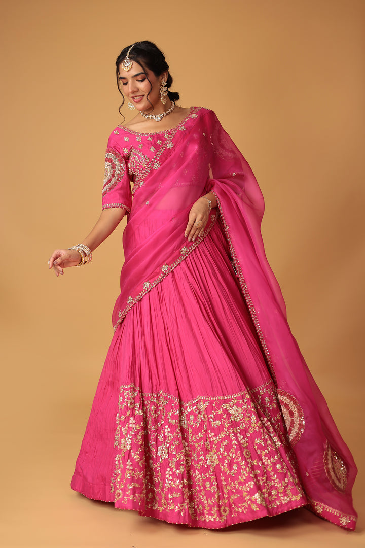  Crushed Silk Lehenga 