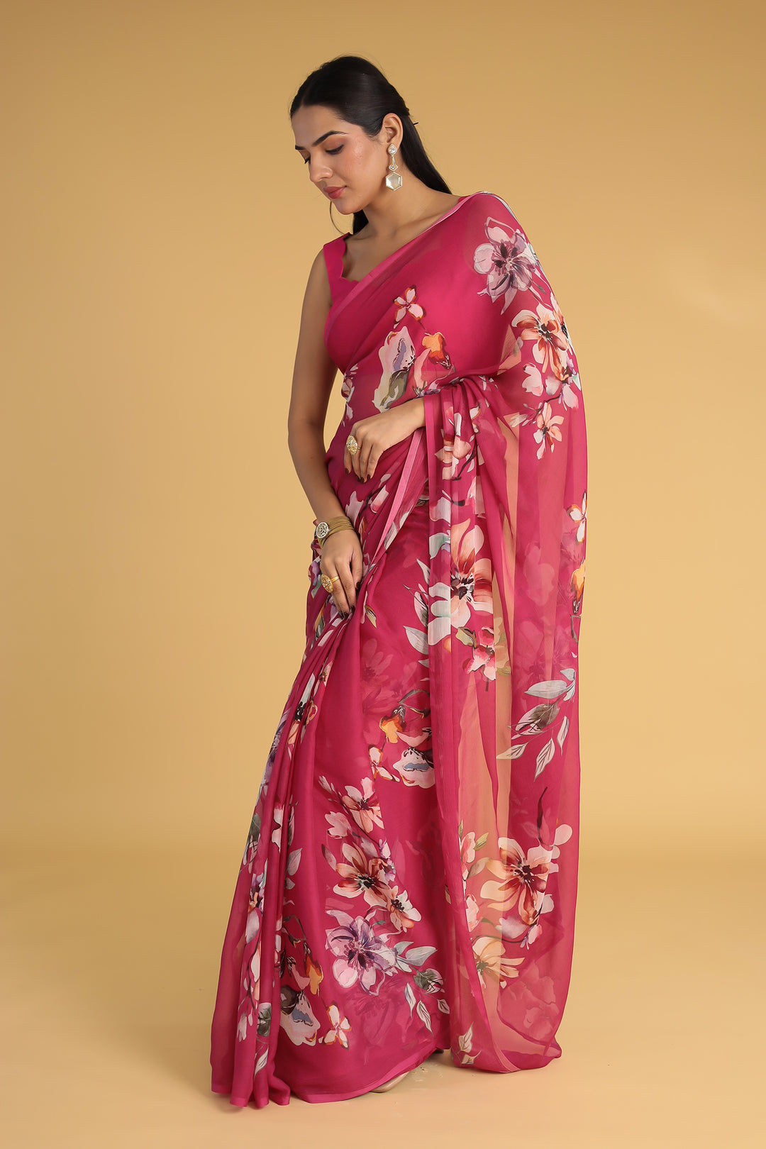 Printed Chiffon Saree