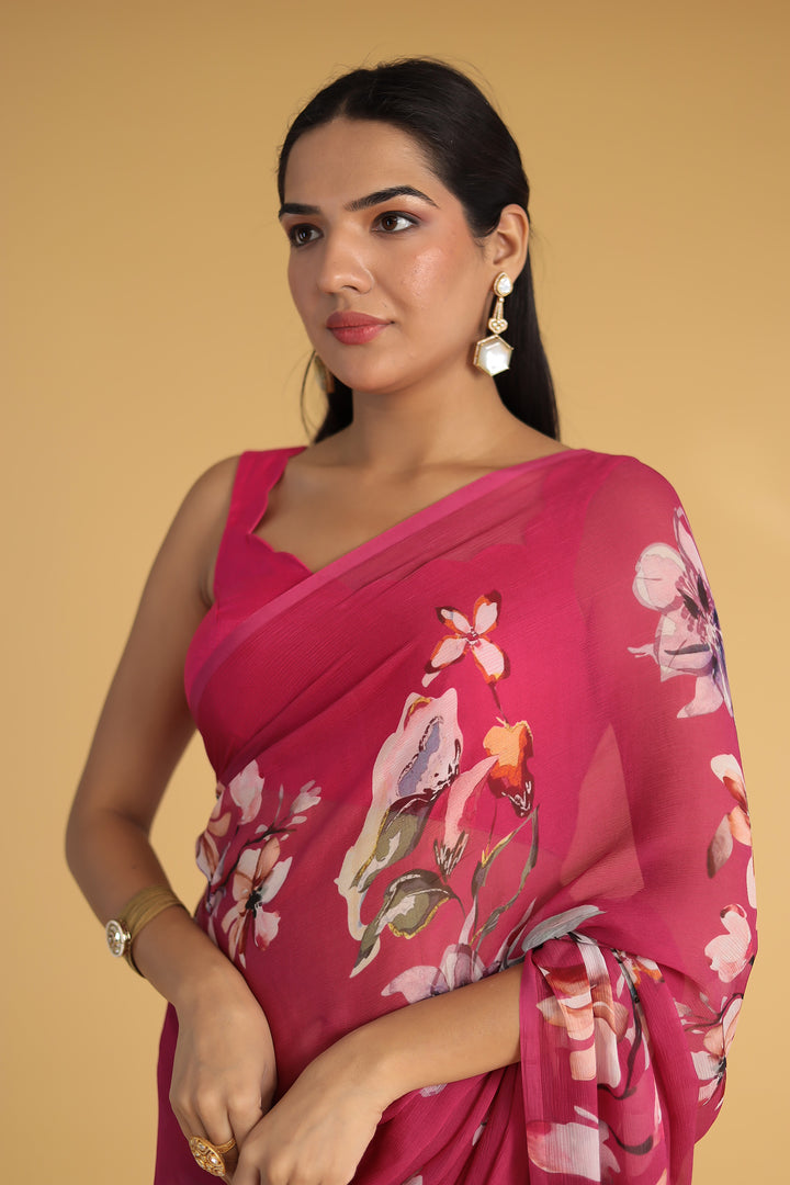 Printed Chiffon Saree
