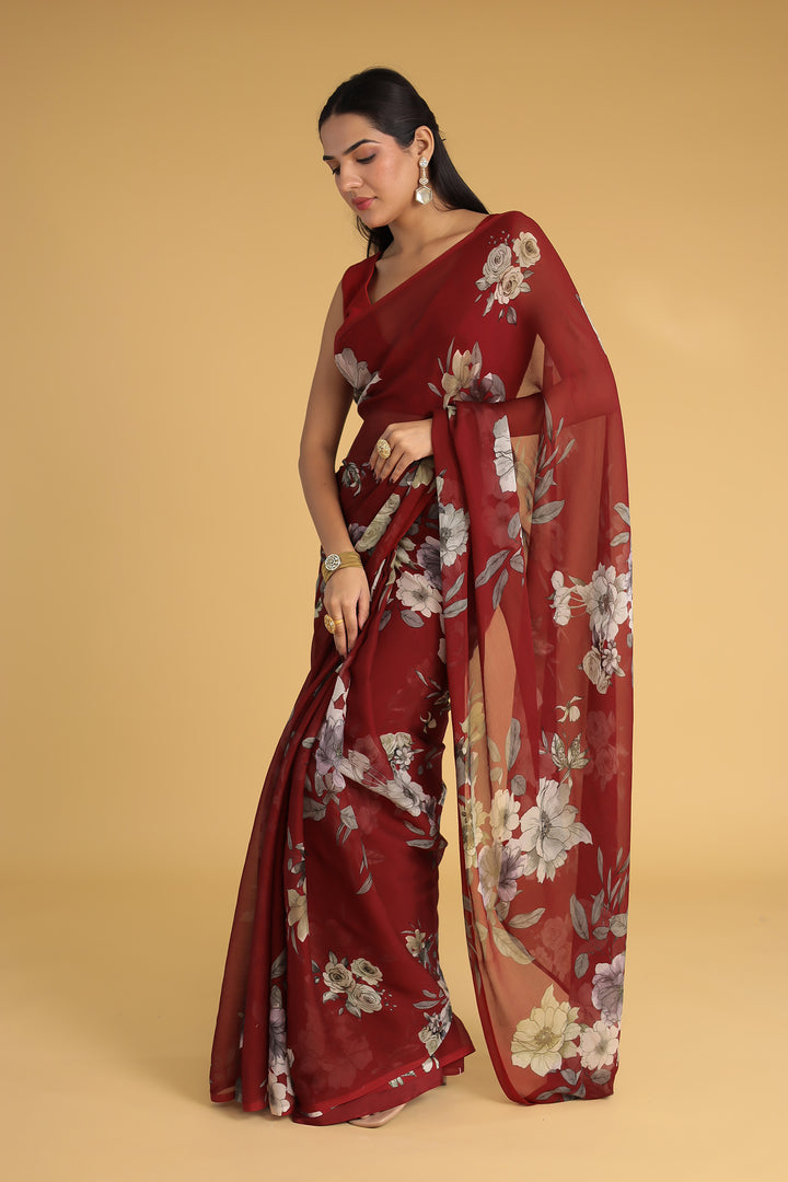 Printed Chiffon Saree
