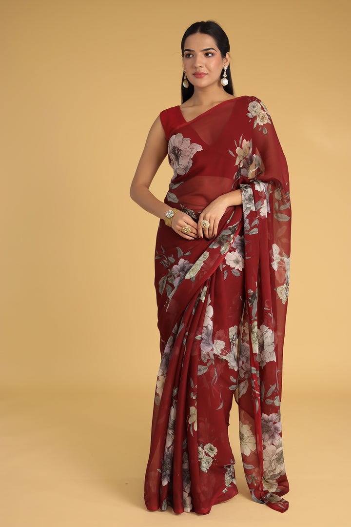 Printed Chiffon Saree