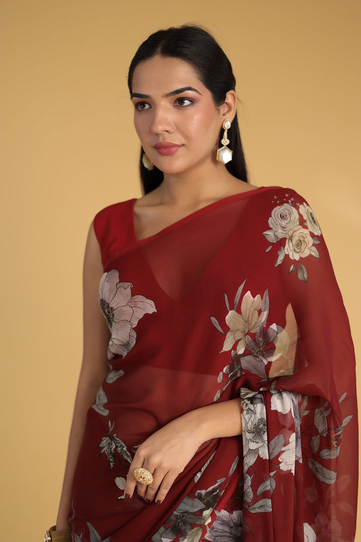 Printed Chiffon Saree