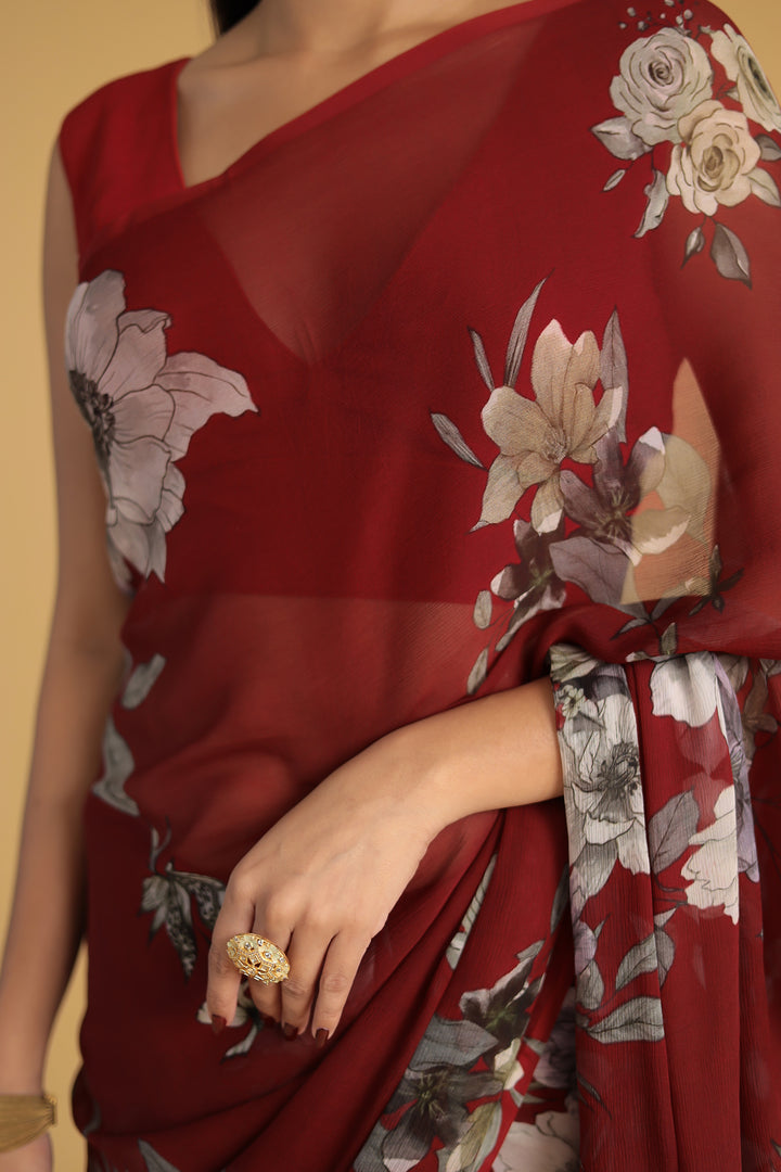 Printed Chiffon Saree
