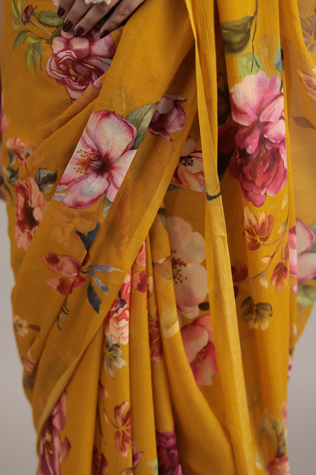 Floral Printed Chiffon Saree