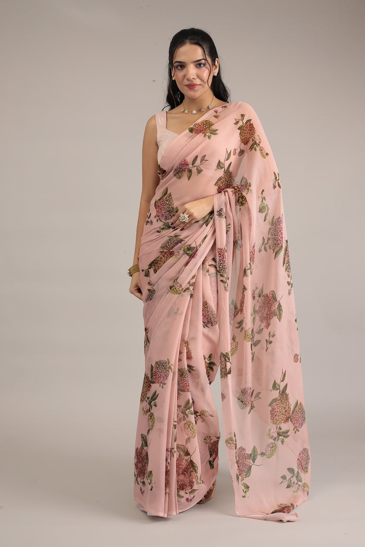 Digital Print Chiffon Saree