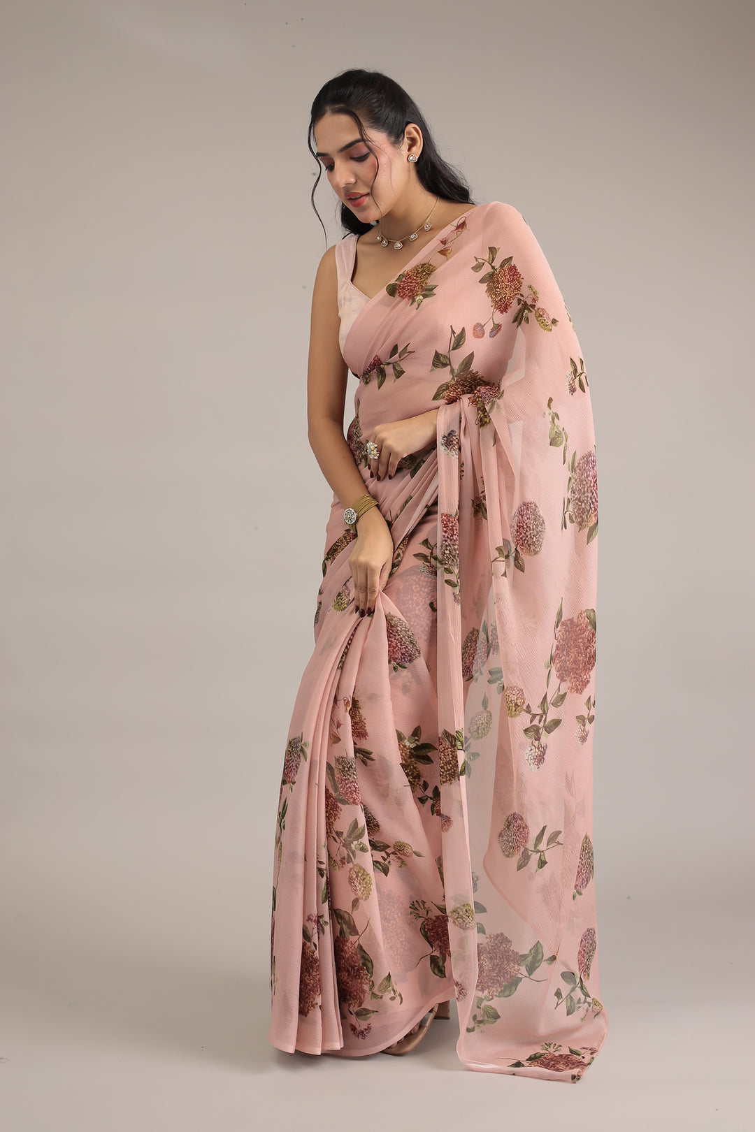 Digital Print Chiffon Saree