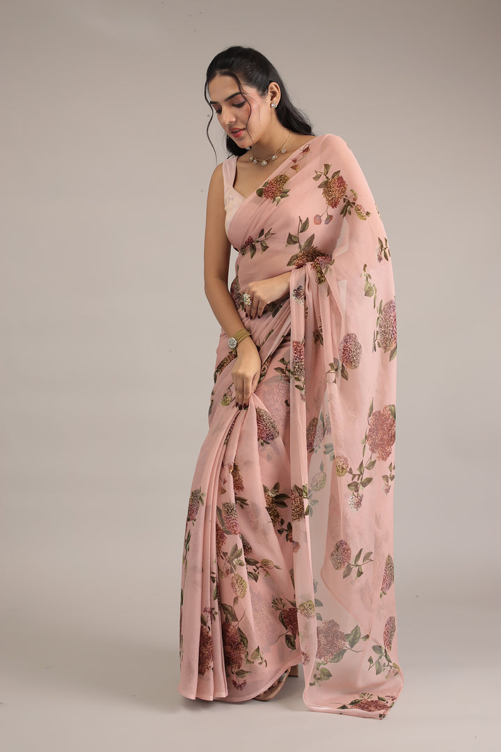 Digital Print Chiffon Saree
