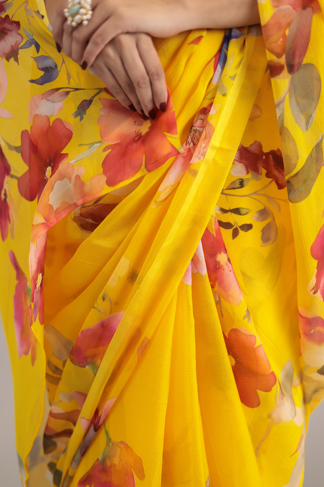Floral Digital Print Chiffon Saree