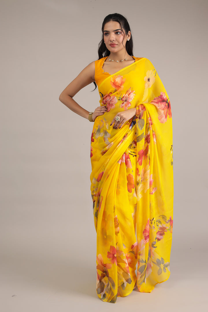 Printed Chiffon Saree