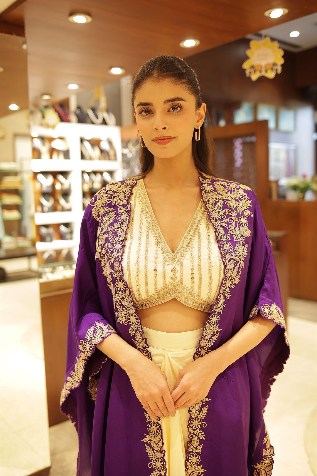 Silk Indowestern with Aari, Sequins and Zardozi work