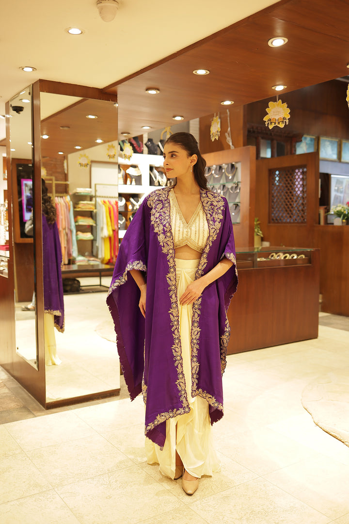 Silk Indowestern with Aari, Sequins and Zardozi work