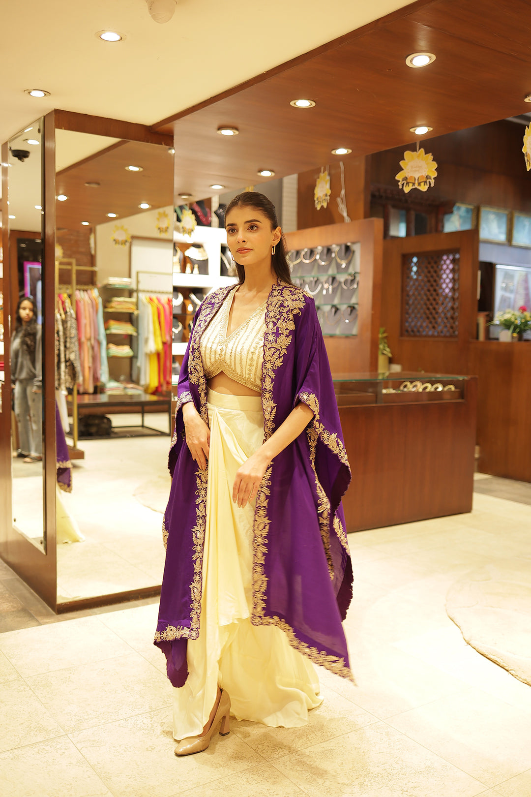 Silk Indowestern with Aari, Sequins and Zardozi work