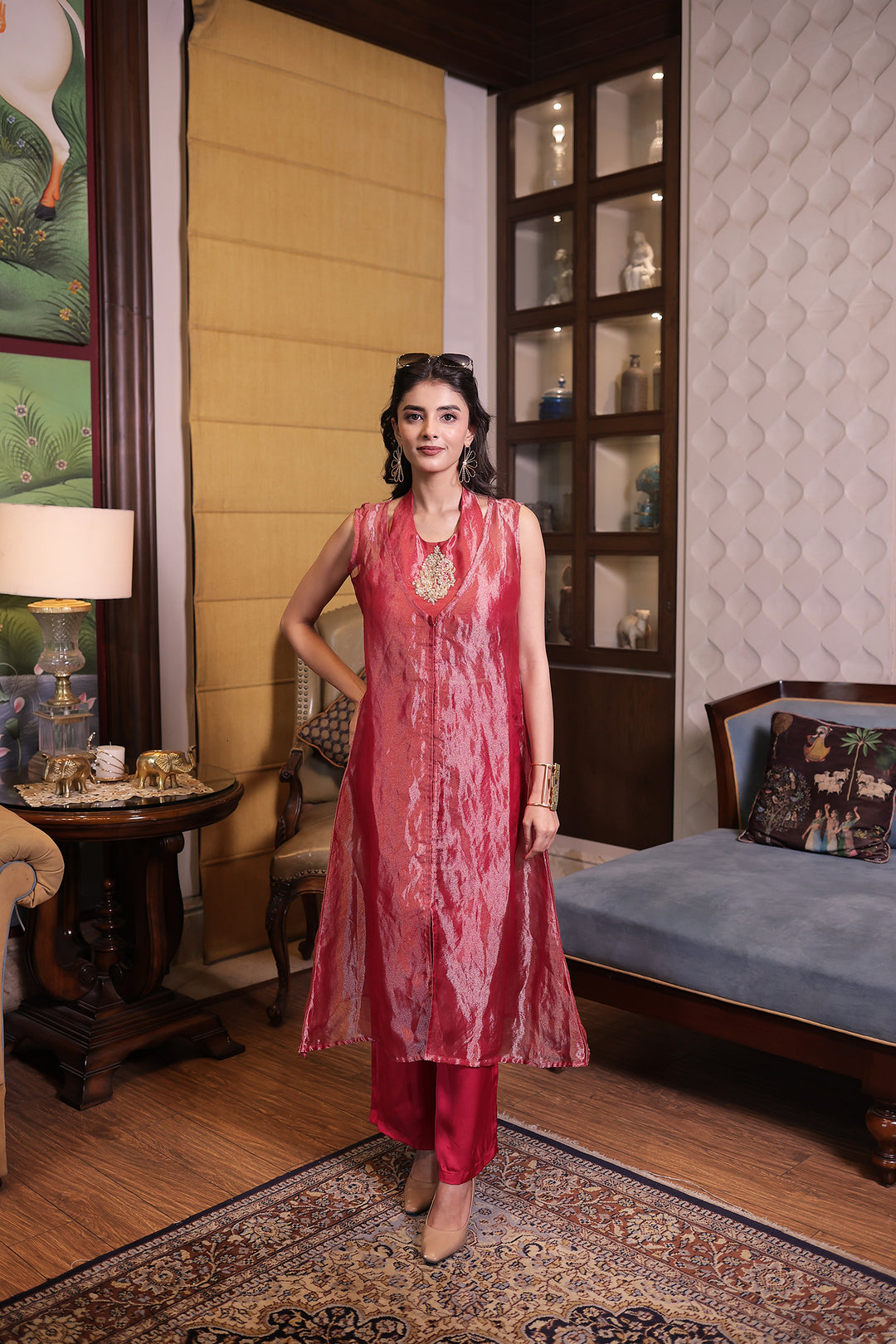 Red Tissue Indo Western 