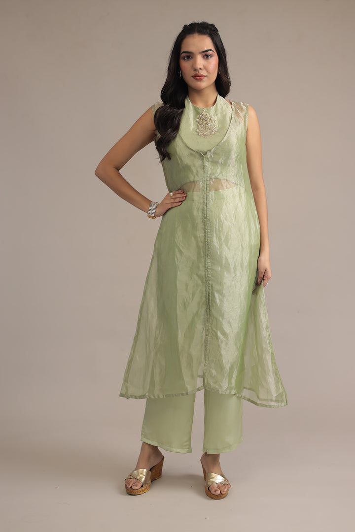 Light Green Organza Indo Western