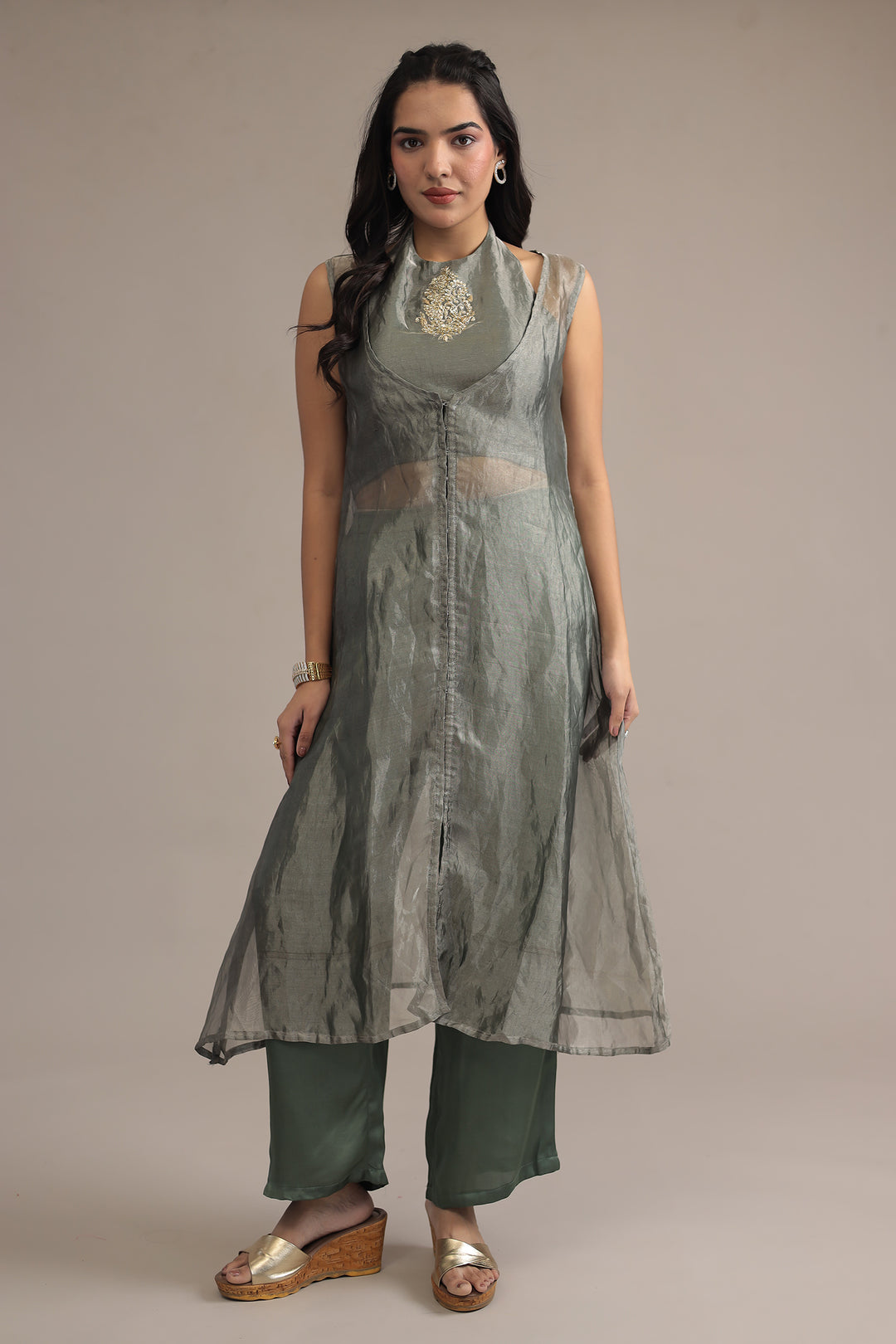 Dark Green Indo Western 