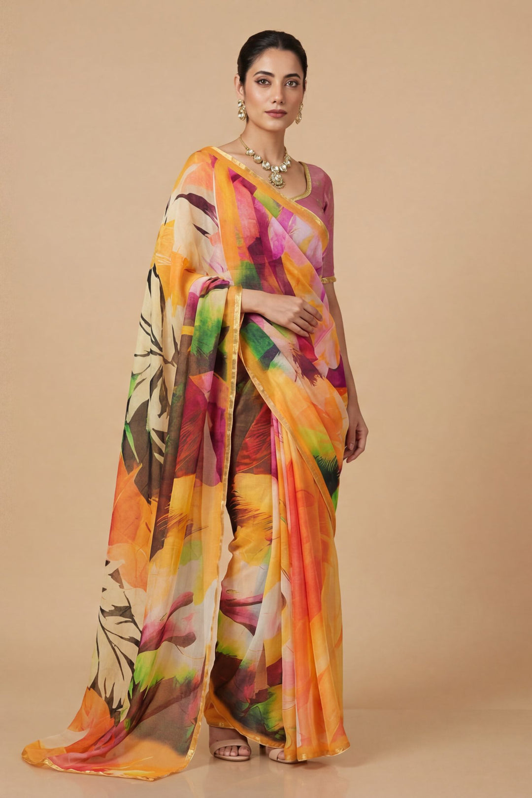 Digital Print Chiffon Saree