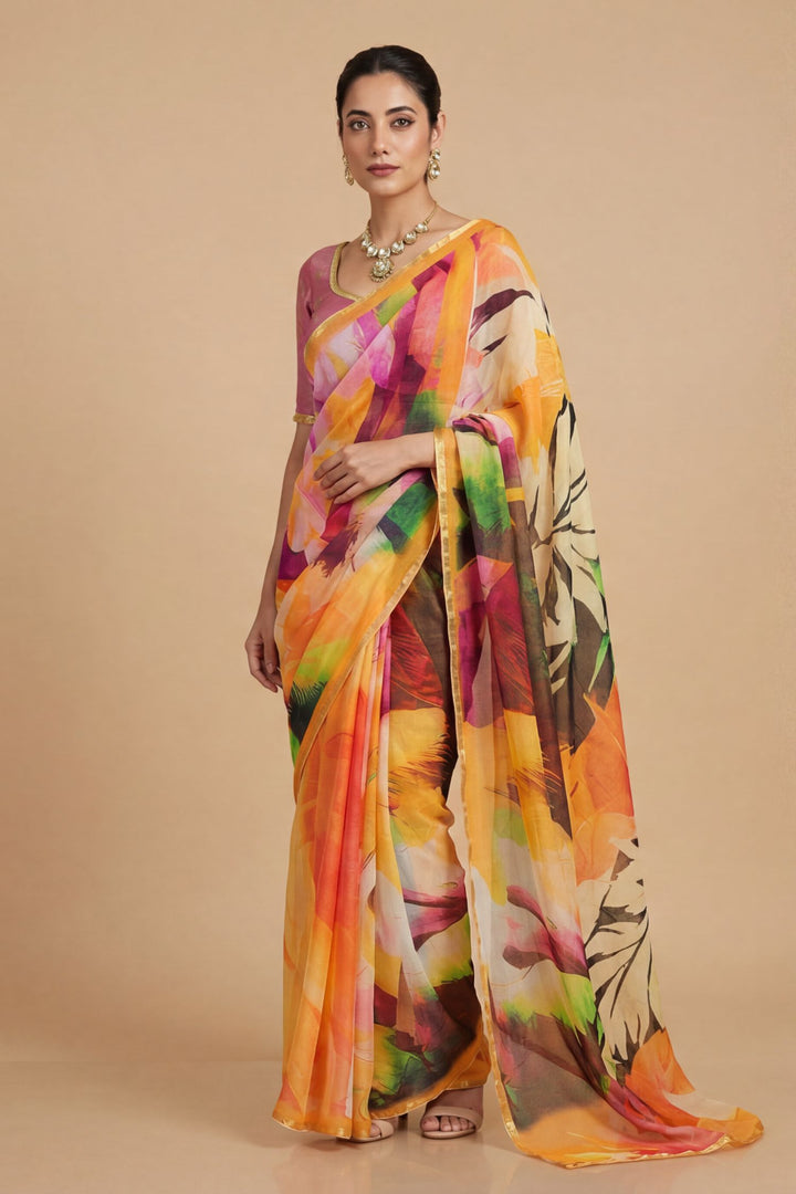 Digital Print Chiffon Saree