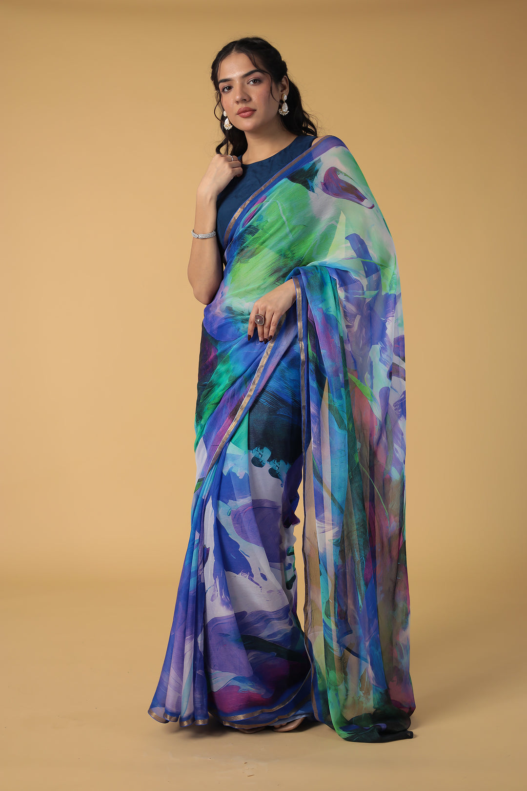 Abstract Print Chiffon Saree
