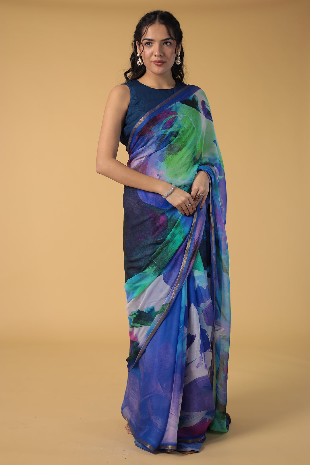 Abstract Print Chiffon Saree