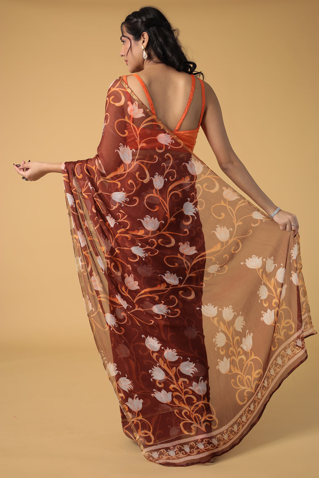 Floral Printed Chiffon Saree