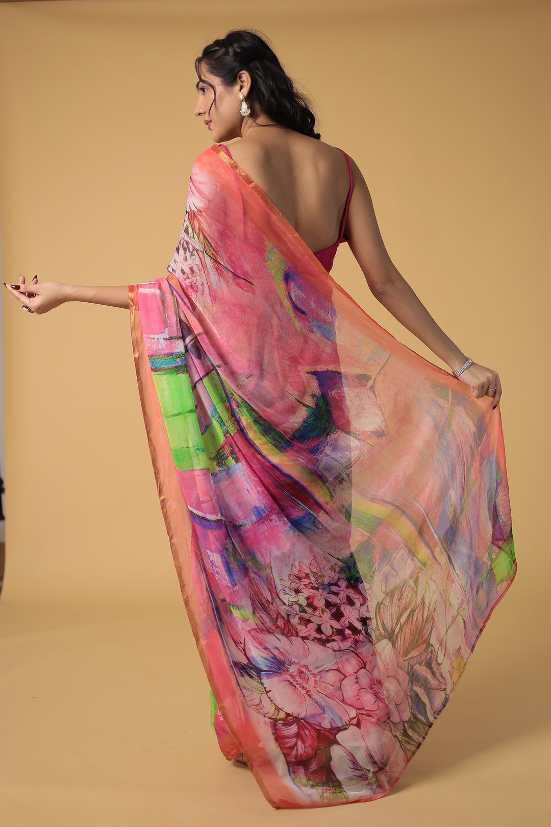 Floral Printed Chiffon  Saree