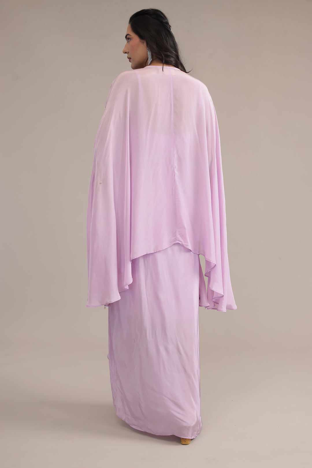 Purple Crepe silk Indowestern with Pearl, Thread and Zardozi work
