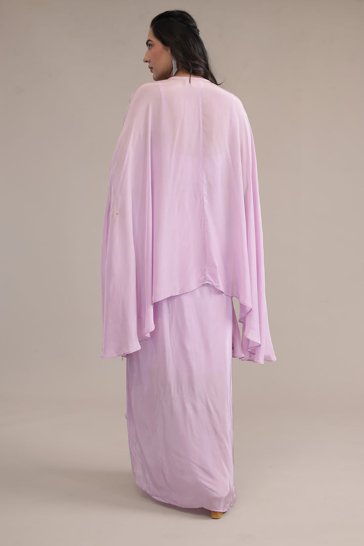 Pink Crepe silk Indowestern with Pearl, Thread and Zardozi work