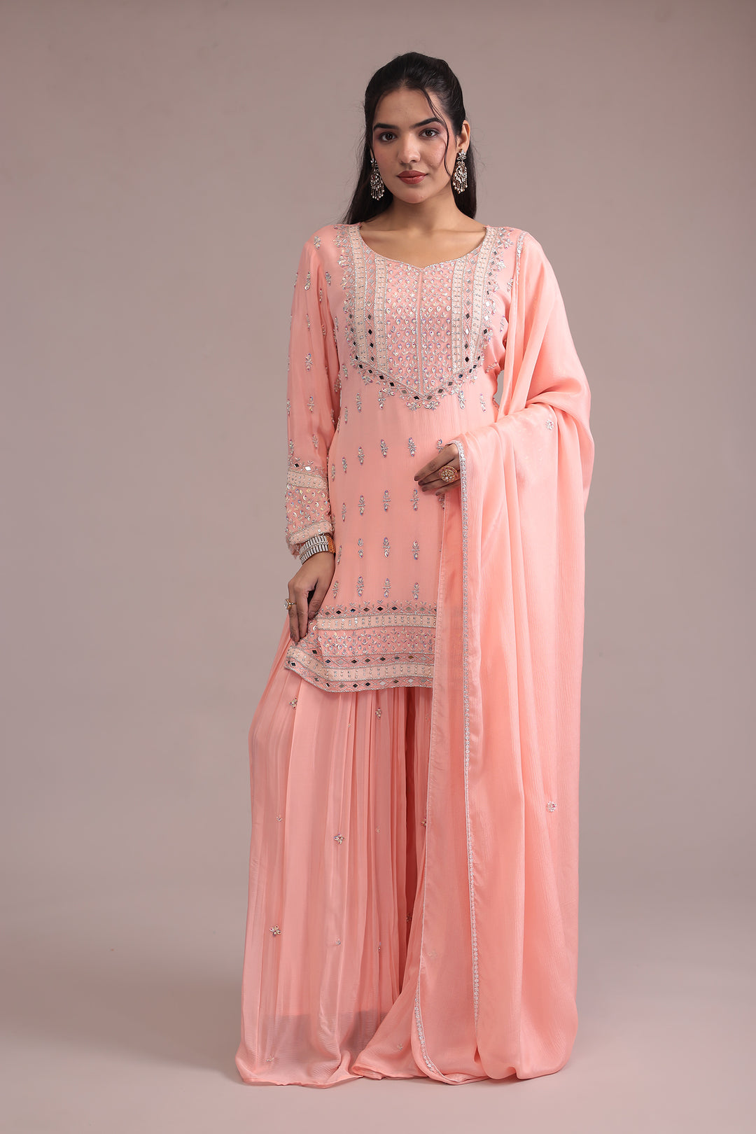 Peach Georgette Suit Online 