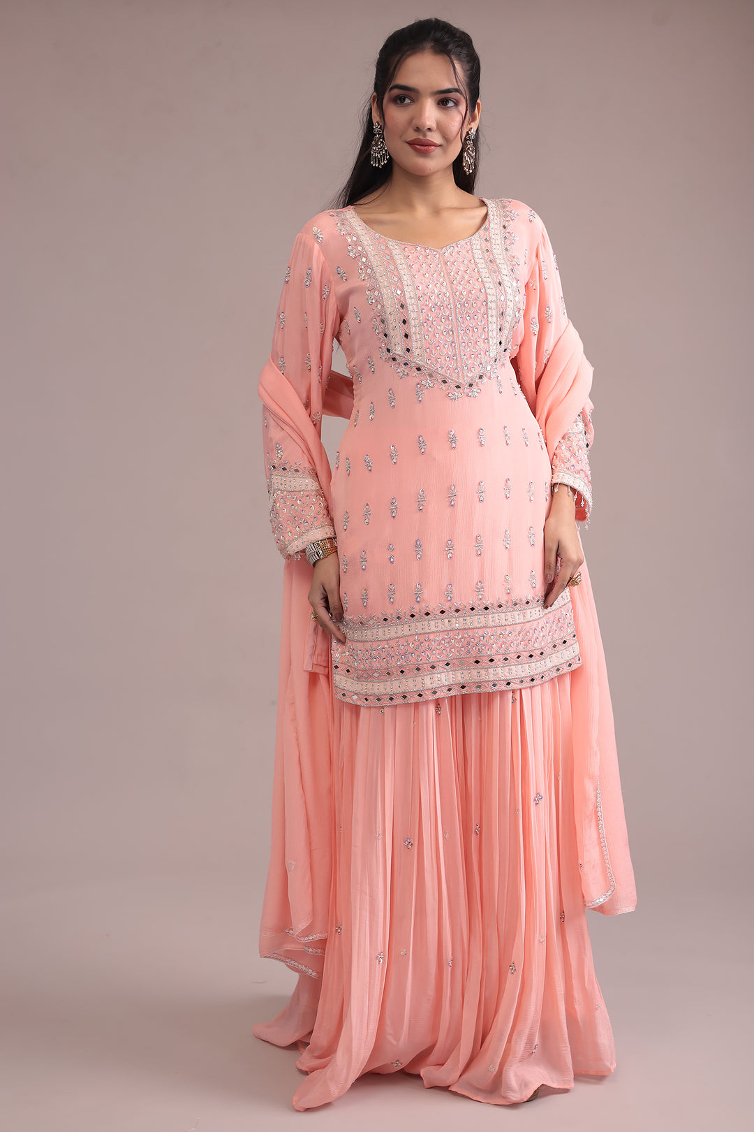 Beautiful Peach Georgette Suit 