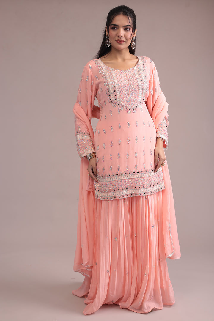 Beautiful Peach Georgette Suit 