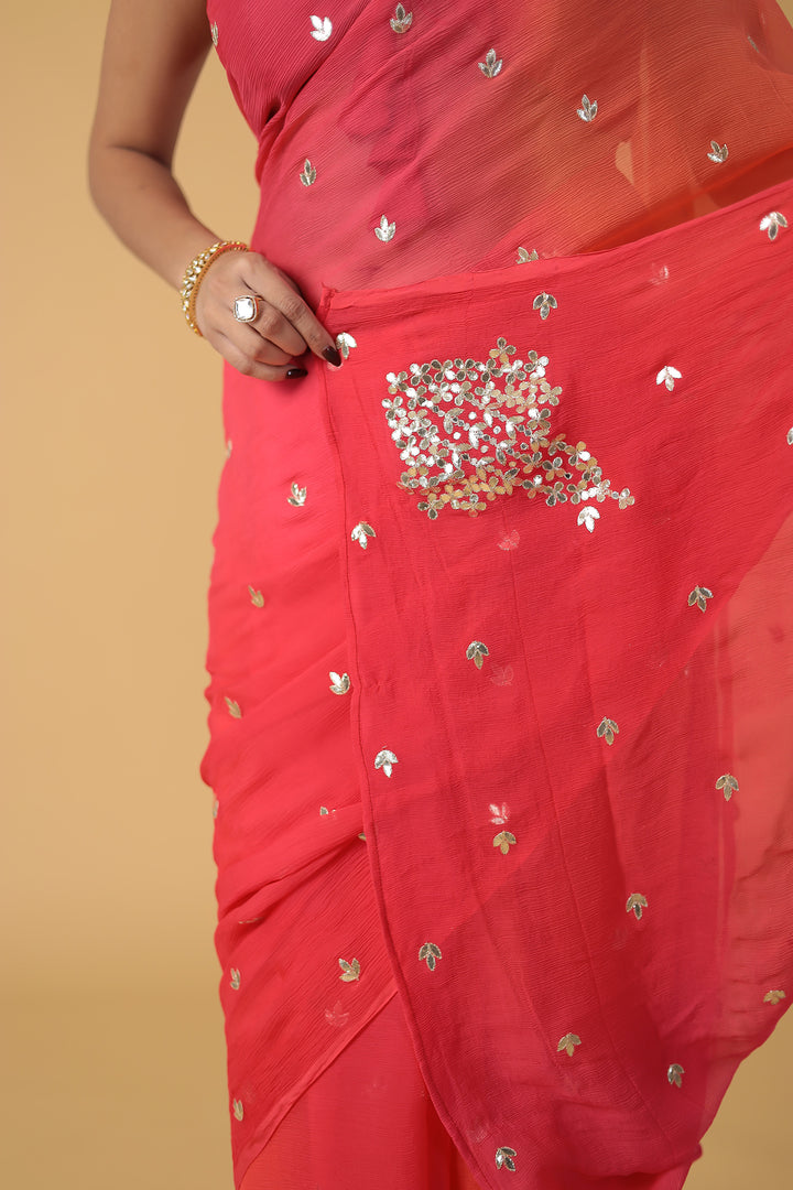Shaded Chiffon Saree with Gota Patti work